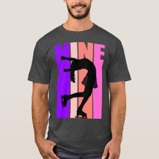 T-shirt Retro Ice Skating Girls 9th Birthday Figure Skater