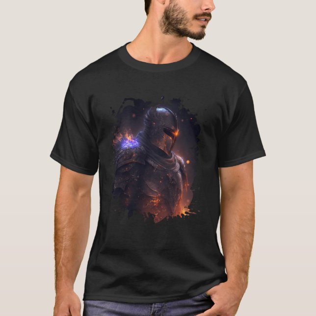 T-shirt Rétro-imprimer flamme Chevalier invincible dans le (Devant)