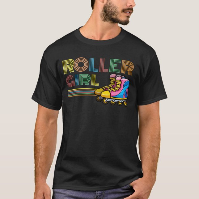 T-shirt Retro Inline Skater Girl Roller Skates Lover (Devant)