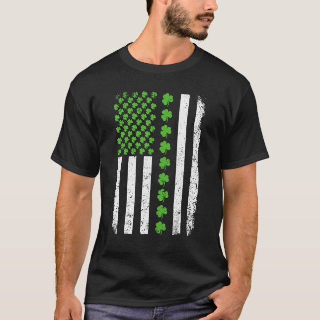 T-shirt Retro Irish American Flag Distressed Flag St Patri (Devant)