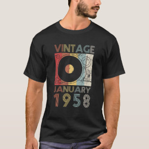 T-shirt Rétro Janvier 1958 T 64E Cadeau Anniversaire 64 An