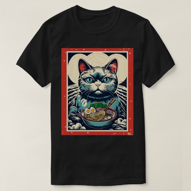 T-shirt Rétro Japonaise Kawaii Ramen Hommes Enfants Femmes (Design devant)