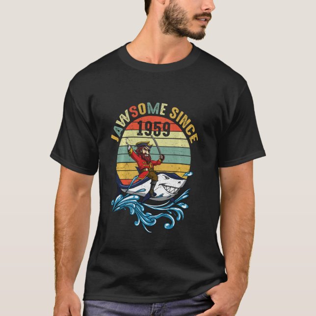 T-shirt Retro Jawsome 1959 60e anniversaire Pirate Shark (Devant)