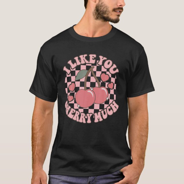 T-shirt Retro Je T'Aime Cherry Beaucoup Chaleur Super Vale (Devant)