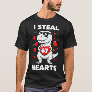 T-shirt Rétro Je vole 67 cœurs 67 Saint-Valentin Dinosaure