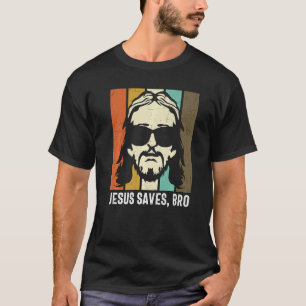 T-shirt Retro Jésus Sauve Brun Mon Dieu Seigneur Sauveur C