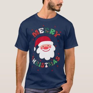 T-shirt Retro Joyeux Noël mignon Père Noël Famille Chri