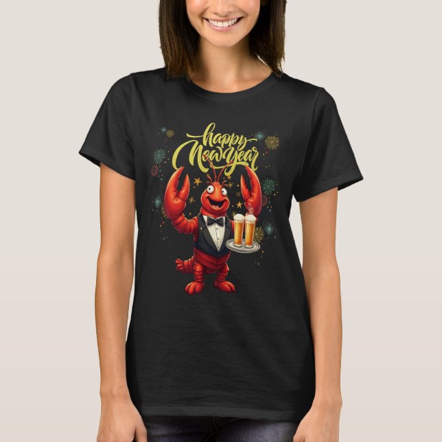 T-shirt Retro Joyeux Nouvel An Escouade de homard Drôle No (Devant)