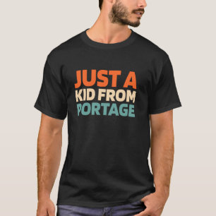 T-shirt Retro Juste Un Enfant Du Wisconsin Portage - Améri
