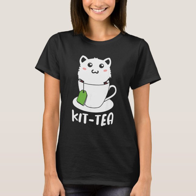 T-shirt Retro Kit Tea  Kitten Cat  Tea Drinker Teacup Pun (Devant)