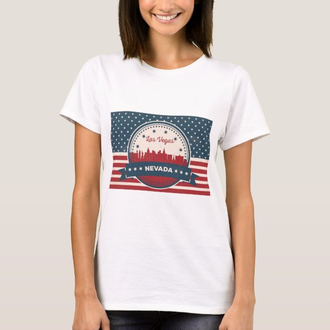 T-shirt Retro Las Vegas Skyline (Devant)