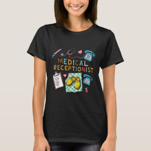 T-shirt Retro Leopard Médicale Réceptionniste de soins de 