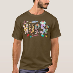 T-shirt Retro Leopard Pomme Infirmière Vibes Automne