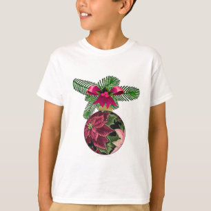 T-shirt Retro les années 50 Poinsettia Ornement Bourgogne