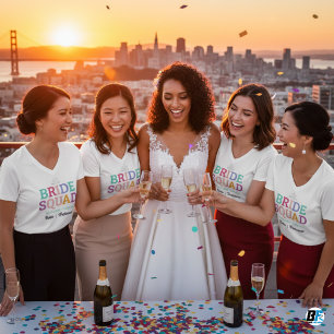 T-shirt Rétro les années 70 Bride Squad Bridesmaid Nom Bac