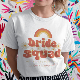 T-shirt Rétro les années 70 Bride Squad Bridesmaid Nom Bac