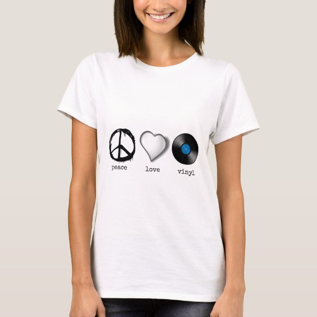 T-shirt Rétro les années 70 vinyle d'amour de paix (Devant)