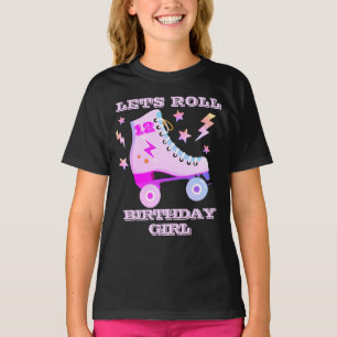 T-shirt Retro Lets Rouleau Patinage Neon rose