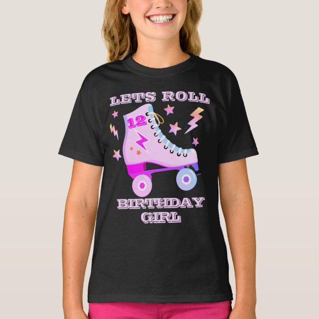 T-shirt Retro Lets Rouleau Patinage Neon rose (Devant)