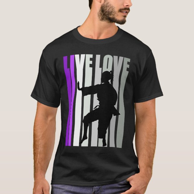 T-shirt Retro Live Love Karate Anniversaire Silhouette Pur (Devant)