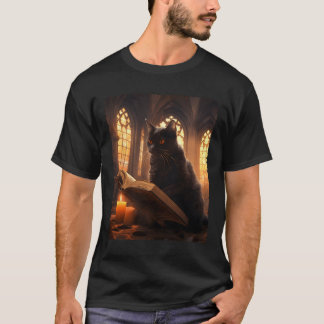 T-shirt Retro Livre de lecture de chat noir Vintage Hallow