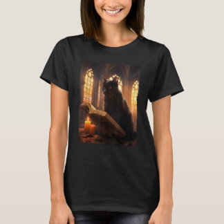 T-shirt Retro Livre de lecture de chat noir Vintage Hallow