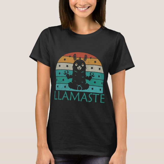 T-shirt Retro Llamaste, Funny Yoga (Devant)