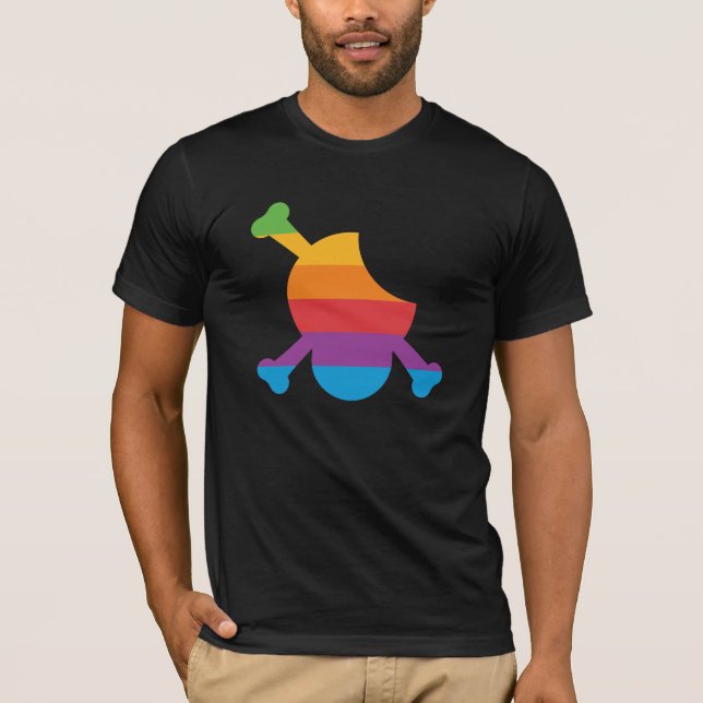 T-shirt Rétro logo d'Apple de crâne et d'os (Devant)