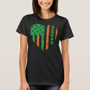 T-shirt Retro Love American Irish Flag Heart St Patrick's