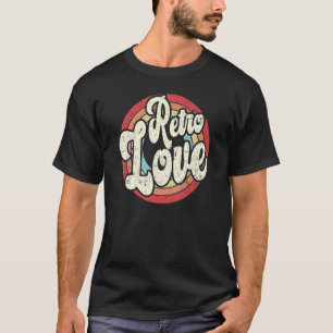 T-shirt Rétro Love Distressed Funky Vintage Rainbow Circle