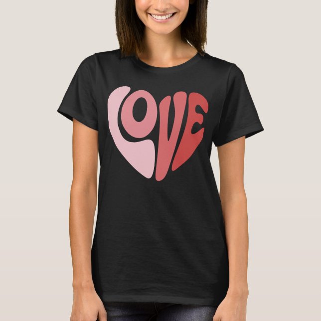 T-shirt Retro Love Heart Valentine Typography (Devant)