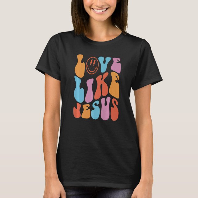 T-shirt Retro Love Like Jesus Smiling Face Christian Relig (Devant)