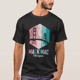 T-shirt Retro Mackinac Bridge Souvenir Mackinaw Vintage Mi