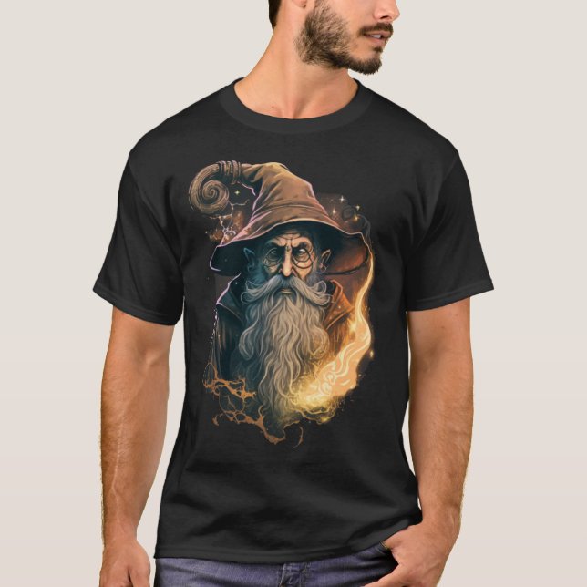 T-shirt Retro Magical Wizard Fantasy (Devant)