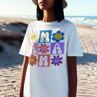 T-shirt Retro MAMA Daisy Floral Fête des Mères Cadeau