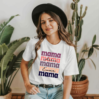 T-shirt Retro Mama Fête des Mères Personnalisé Nom de l'en