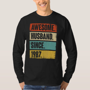 T-shirt Rétro Mari Awesome depuis 1987 35 Mariage Aniver