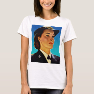 T-shirt Rétro marine militaire vintage de vagues de femmes