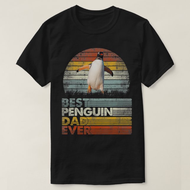 T-shirt Retro Meilleur Père Penguin Jamais Animaux Amoureu (Design devant)