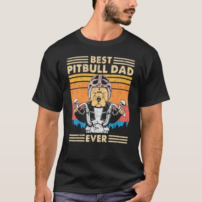 T-shirt Retro Meilleur Pitbull Papa Jamais Conduit Moto Ch (Devant)