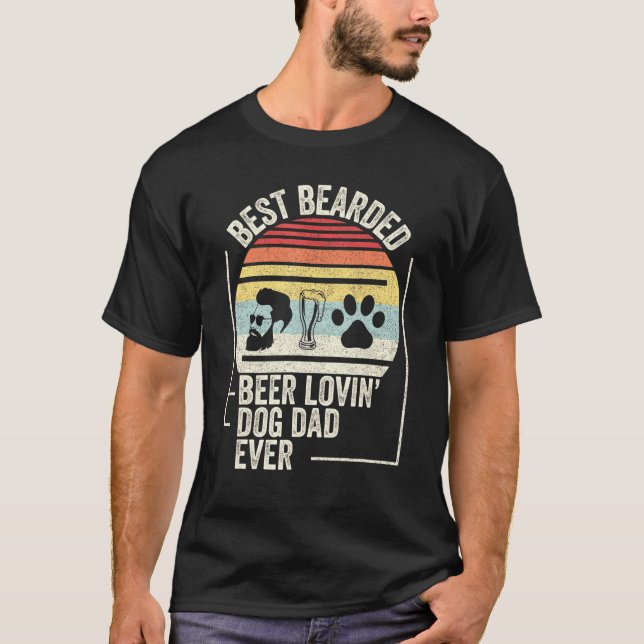 T-shirt Retro Meilleure Bière Portée Aimer Chien Papa Jama (Devant)