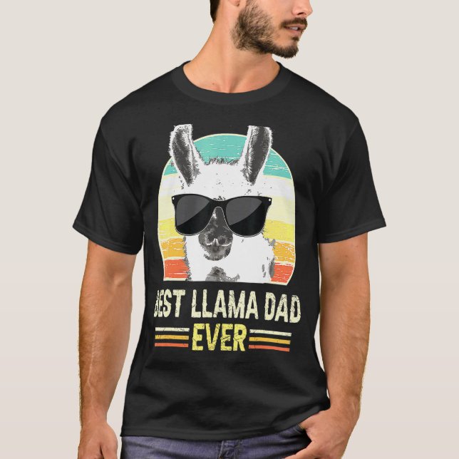 T-shirt Retro Meilleure lama Papa Ever Tee Alpaca avec Sun (Devant)