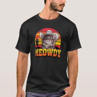 T-shirt Retro Meowdy Cowboy Cat Western Texas Cats Kitten 