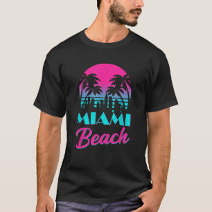 T-shirt Retro Miami Beach Floride Coucher de soleil Palm T
