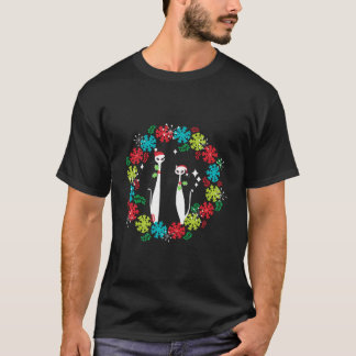 T-shirt Retro Mid-Century moderne Cool Chat Noël Wreath