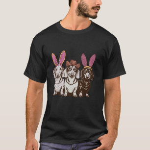 T-shirt Rétro Mignon Western Pâques Dachshund Cowboy Lapin