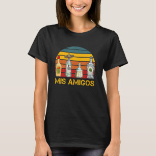 T-shirt Retro Mis Amigos Tequila Sarcastique Femmes Hommes