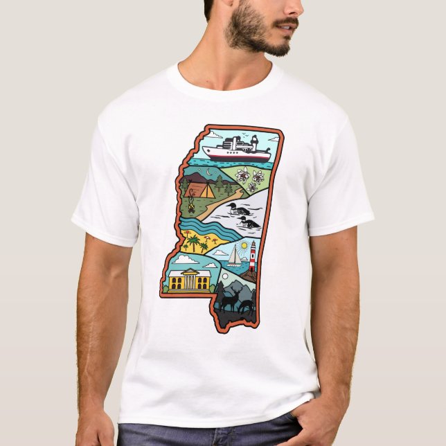 T-shirt Rétro Mississippi Biloxi Laurel State Souvenir (Devant)