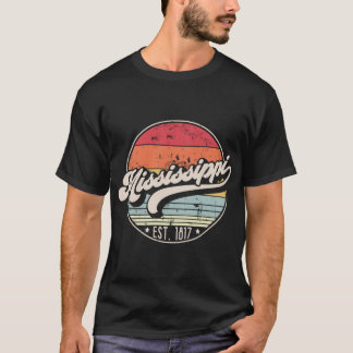 T-shirt Retro Mississippi Distressed Sunset Design