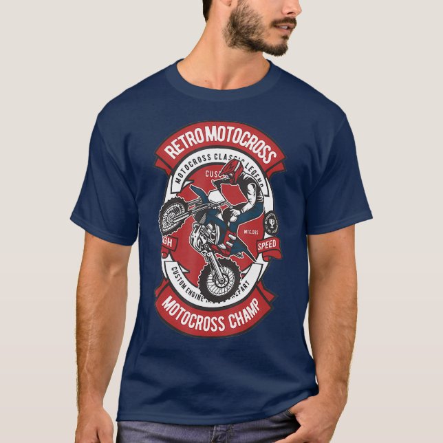 T-shirt Retro motocross (Devant)